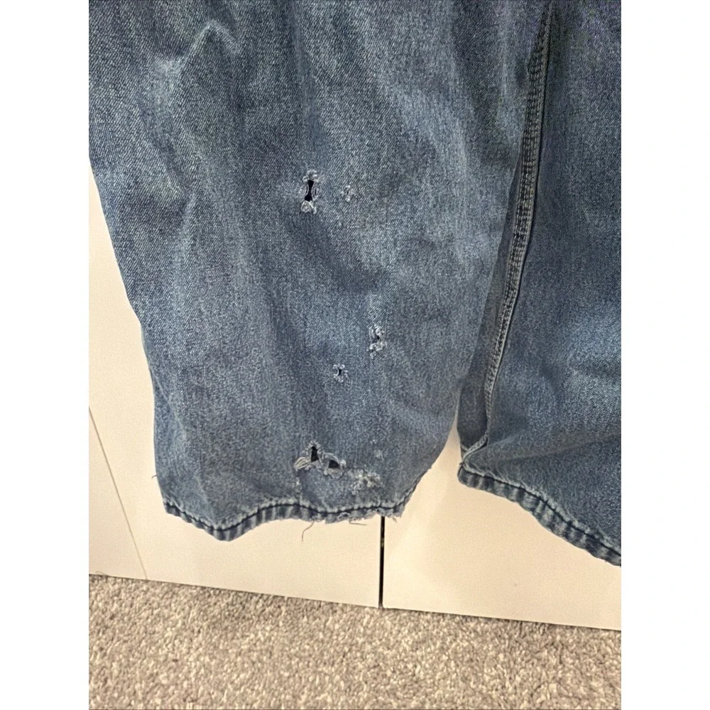 VTG Big Mac Overalls Men's 34x29 Denim BibBCarpenter Farm Work THRASHED/DISTRESS